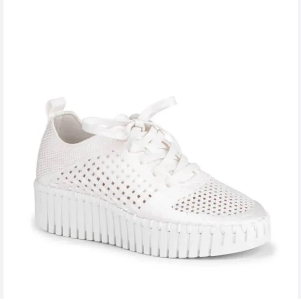 Ilse Jacobsen White Perforated Platform Lace-Up Sneakers